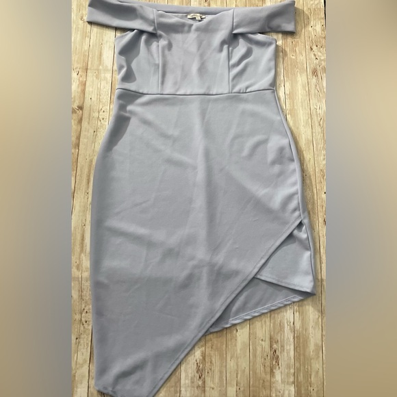 Charlotte Russe Young Women's Off Shoulder Asymmetric Mini Dress Light Blue L - Picture 7 of 10